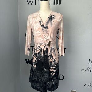 Calvin Klein Pink and Black Long Sleeve Dress